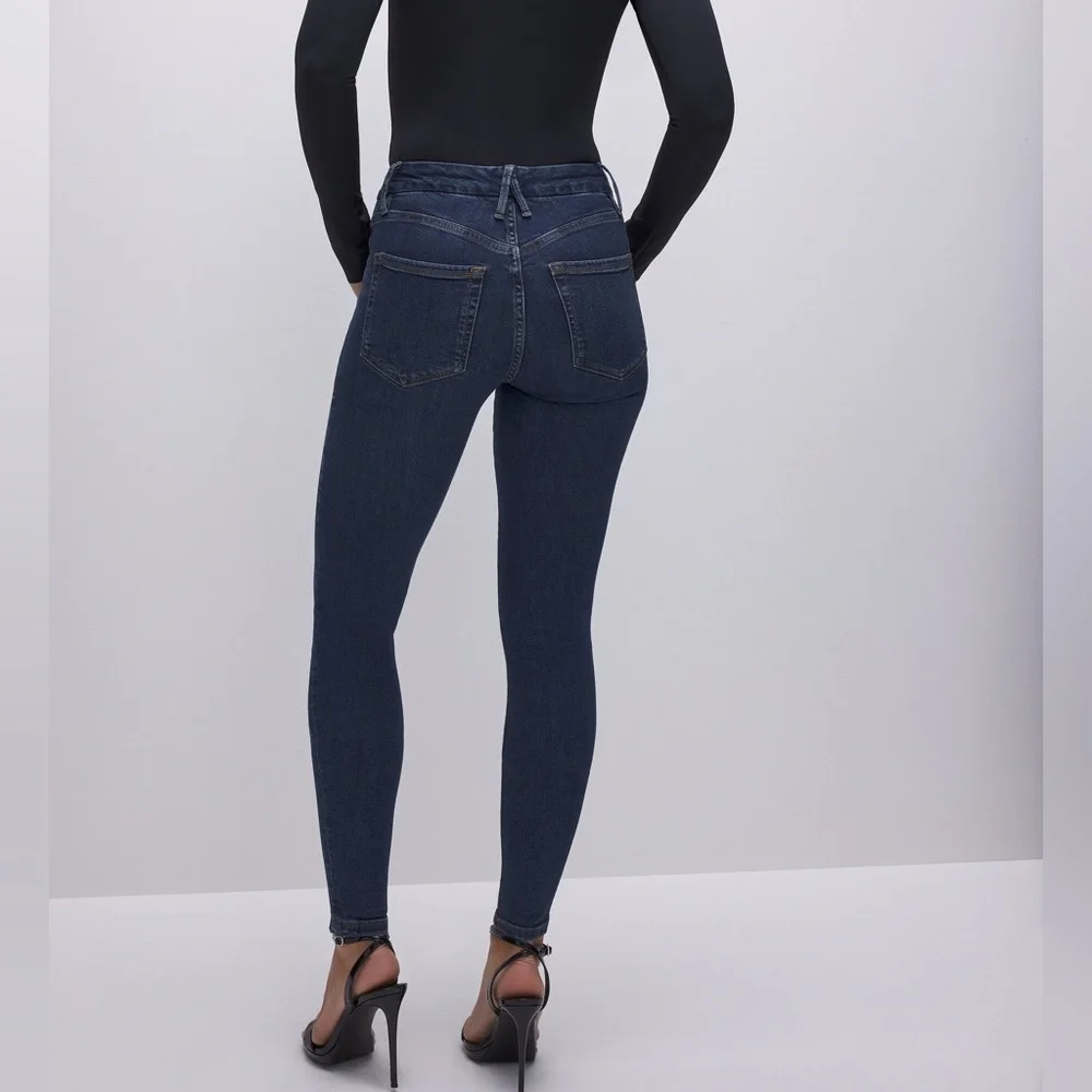 Good American Good Legs High Rise Skinny Jeans Super Stretch- Dark Blue - Picture 3 of 15